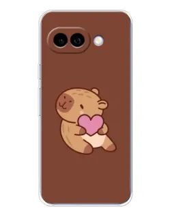 Чехол для Google Pixel 9A с картинкой «Капибара с сердцем»