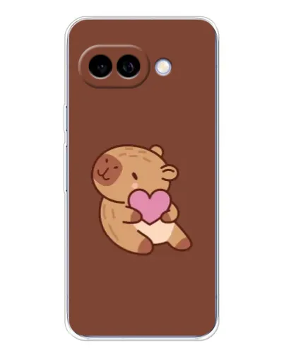Чехол для Google Pixel 9A с картинкой «Капибара с сердцем»