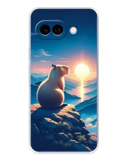 Чехол для Google Pixel 9A с картинкой «Закат солнца с капибарой»