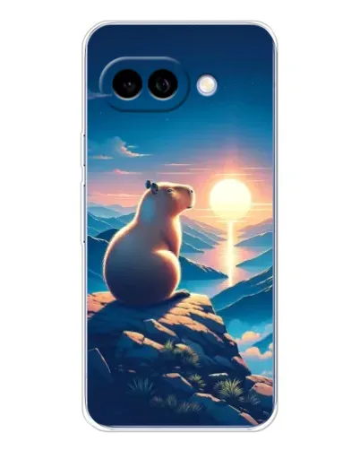 Чехол для Google Pixel 9A с картинкой «Закат солнца с капибарой»