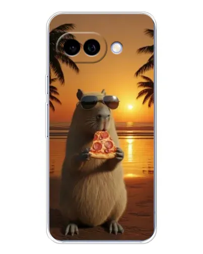 Чехол для Google Pixel 9A с картинкой «Капибара с пиццей»