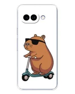 Чехол для Google Pixel 9A с картинкой «Капибара на самокате»