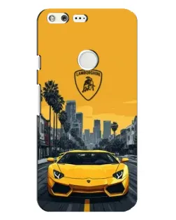 Чохол для Google Pixel XL з картинкою «Жовтий Lamborghini місто»