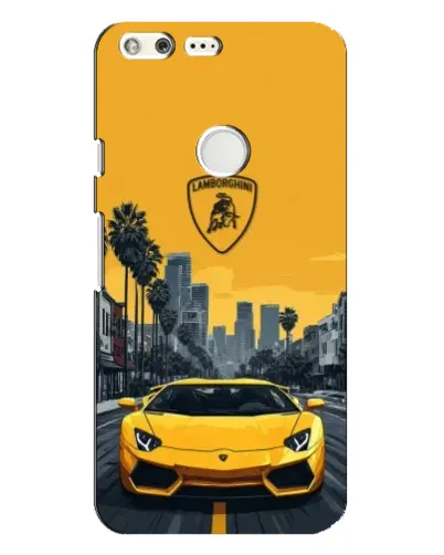 Чохол для Google Pixel XL з картинкою «Жовтий Lamborghini місто»