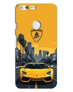 Чохол для Google Pixel з картинкою «Жовтий Lamborghini місто»