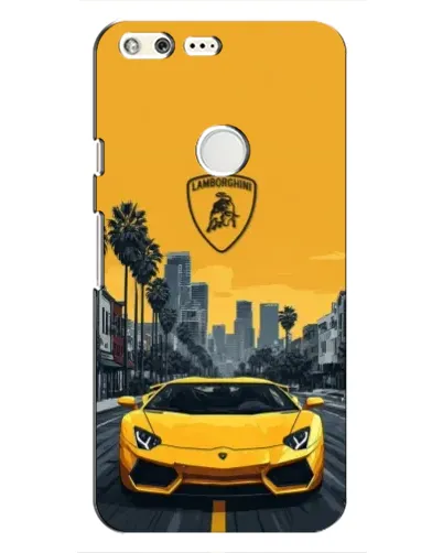 Чохол для Google Pixel з картинкою «Жовтий Lamborghini місто»