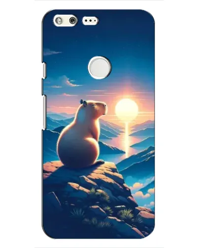 Чохол для Google Pixel з картинкою «Захід сонця з капібарою»