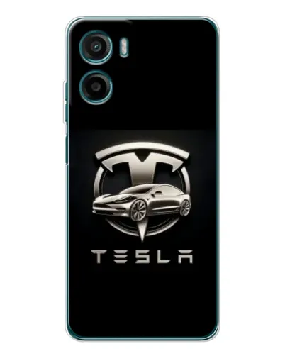 Чехол для HMD Vibe2 с картинкой «Tesla — серебристое авто»