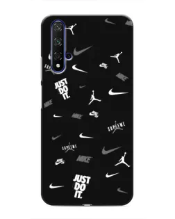 Чехол для Huawei Honor 20 с картинкой «Nike Black Pattern»