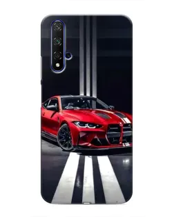 Чехол для Huawei Honor 20 с картинкой «Красная BMW на дороге»