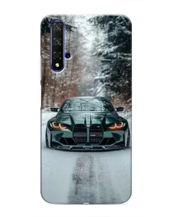 Чехол для Huawei Honor 20 с картинкой «BMW в зимнем лесу»