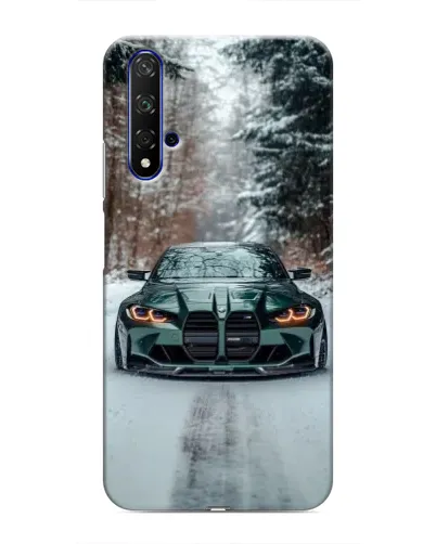 Чехол для Huawei Honor 20 с картинкой «BMW в зимнем лесу»