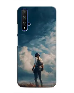 Чохол для Huawei Honor 20 з картинкою «Герой PUBG на скелі»