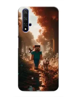 Чехол для Huawei Honor 20 с картинкой «Стив в лесу»