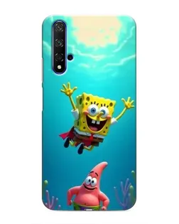 Чехол для Huawei Honor 20 с картинкой «Спанч Боб под водой»