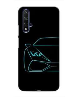 Чохол для Huawei Honor 20 з картинкою «Блакитний силует Lamborghini»