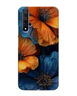 Чехол для Huawei Honor 20 с картинкой «Яркая сине-оранжевая флора»