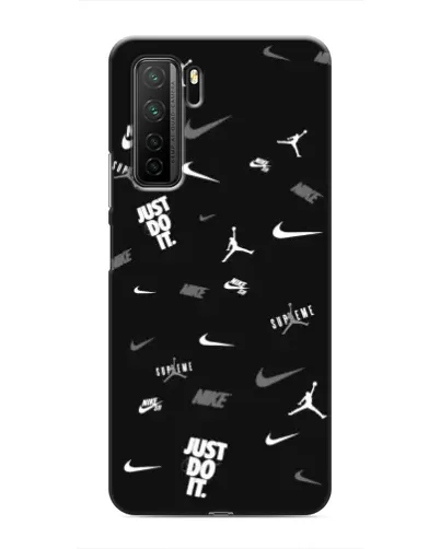 Чохол для Honor 30s з картинкою «Nike Black Pattern»