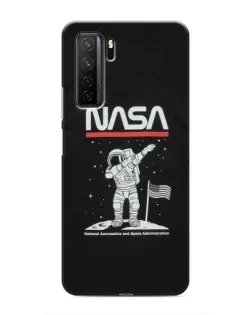 Чехол для Honor 30s с картинкой «NASA — шагаем по Луне»