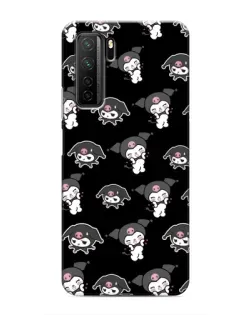 Чехол для Honor 30s с картинкой «Черный паттерн Kuromi»