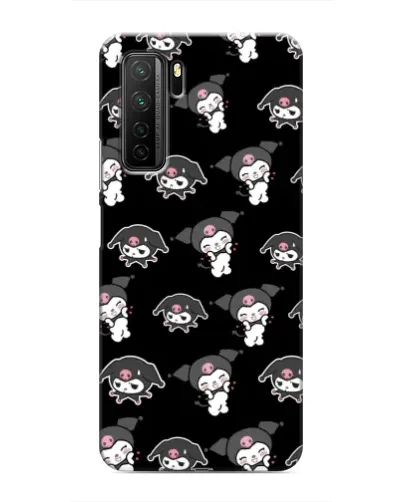 Чехол для Honor 30s с картинкой «Черный паттерн Kuromi»