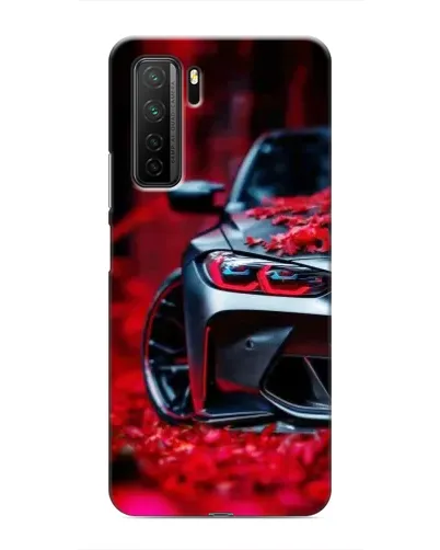 Чохол для Honor 30s з картинкою «Спортивна BMW та квіти»