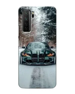 Чохол для Honor 30s з картинкою «BMW у зимовому лісі»