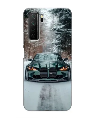Чохол для Honor 30s з картинкою «BMW у зимовому лісі»