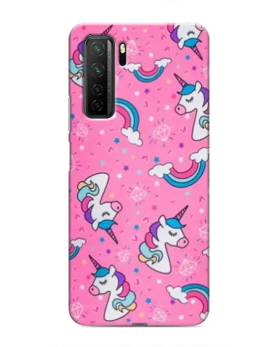 Чехол для Honor 30s с картинкой «Unicorn паттерн розовый»