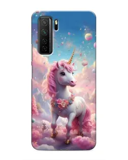 Чехол для Honor 30s с картинкой «Единорог среди облаков»