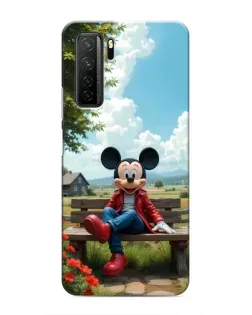 Чехол для Honor 30s с картинкой «Микки на скамейке»