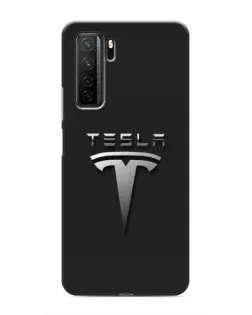 Чехол для Honor 30s с картинкой «Стальной логотип Tesla»