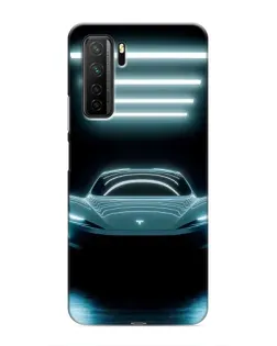 Чехол для Honor 30s с картинкой «Tesla в неоне»