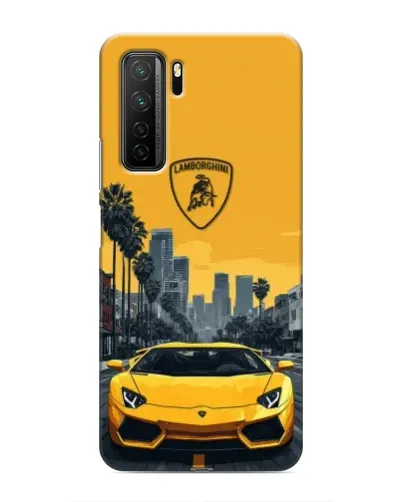 Чехол для Honor 30s с картинкой «Желтый Lamborghini город»