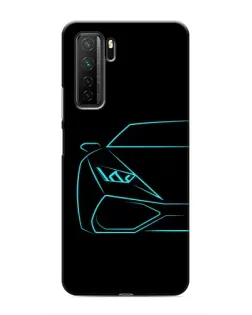 Чехол для Honor 30s с картинкой «Голубой силуэт Lamborghini»