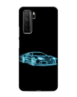 Чехол для Honor 30s с картинкой «Неоновый контур Lamborghini»