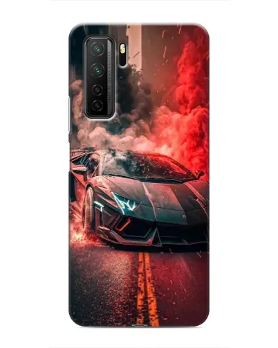 Чехол для Honor 30s с картинкой «Lamborghini красный дым»