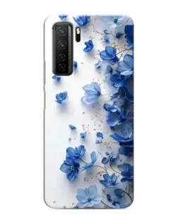 Чехол для Honor 30s с картинкой «Голубой цветочный каскад»