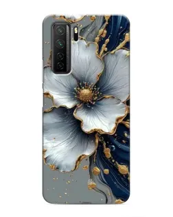 Чехол для Honor 30s с картинкой «Белый цветок и золотой флюид»