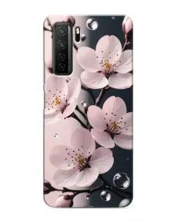Чехол для Honor 30s с картинкой «Нежная сакура и капли»
