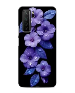 Чехол для Honor 30s с картинкой «Фиолетовые цветы с росою»