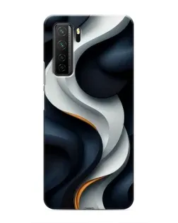 Чехол для Honor 30s с картинкой «Объемные черно-белые ленты»