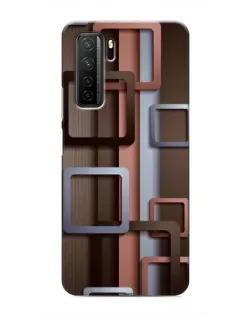 Чехол для Honor 30s с картинкой «Коричневые объемные квадраты»