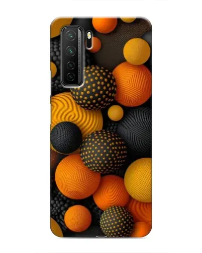 Чехол для Honor 30s с картинкой «Объемные оранжевые сферы»