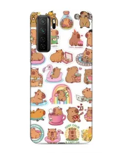 Чехол для Honor 30s с картинкой «Капибары набор»