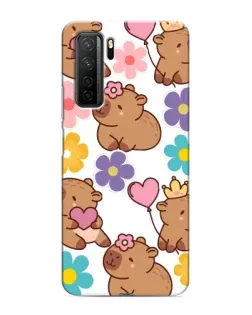 Чехол для Honor 30s с картинкой «Цветочный паттерн капибар»