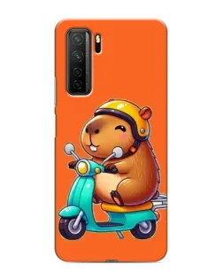 Чехол для Honor 30s с картинкой «Капибара на скутере»