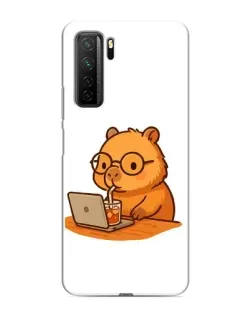 Чехол для Honor 30s с картинкой «Капибара с ноутбуком»