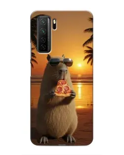 Чехол для Honor 30s с картинкой «Капибара с пиццей»
