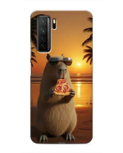 Чехол для Honor 30s с картинкой «Капибара с пиццей»